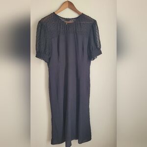 Womens Size XL Black Swiss Dot Mesh Sheer Dress Goth Romantigoth Lined